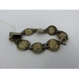 Silver threepence coin bracelet