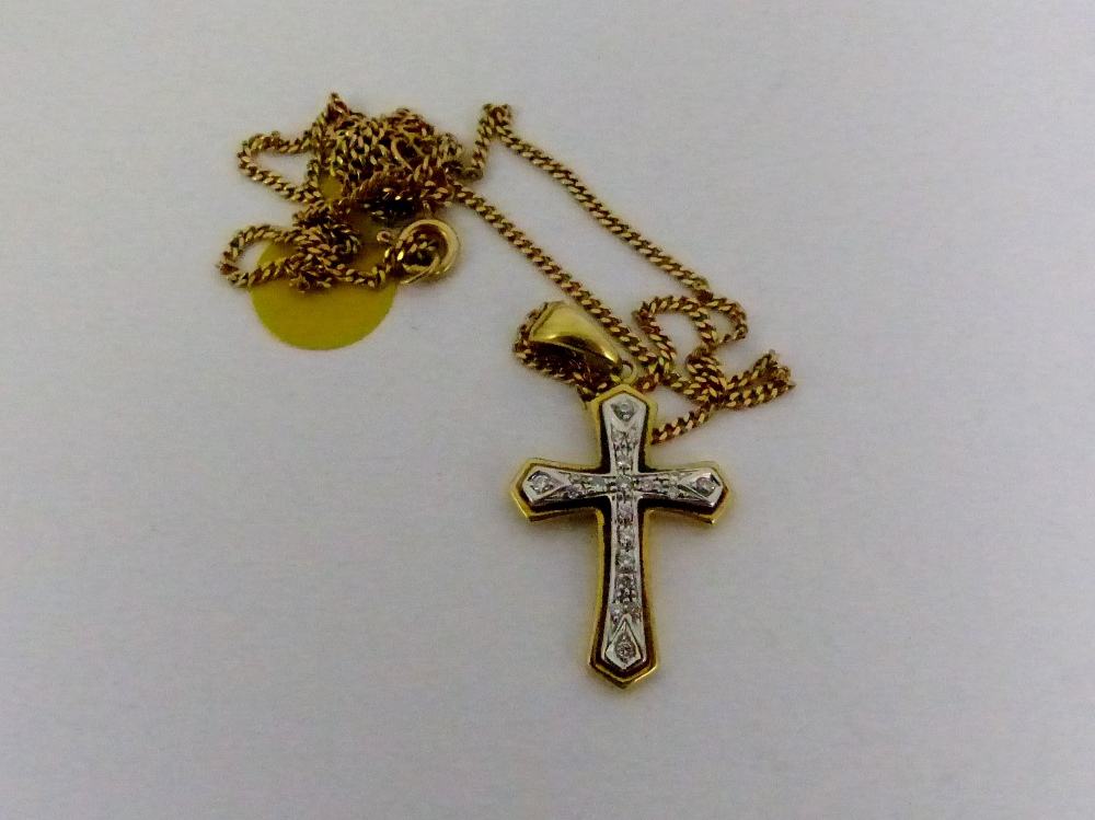 18ct yellow gold diamond set cross