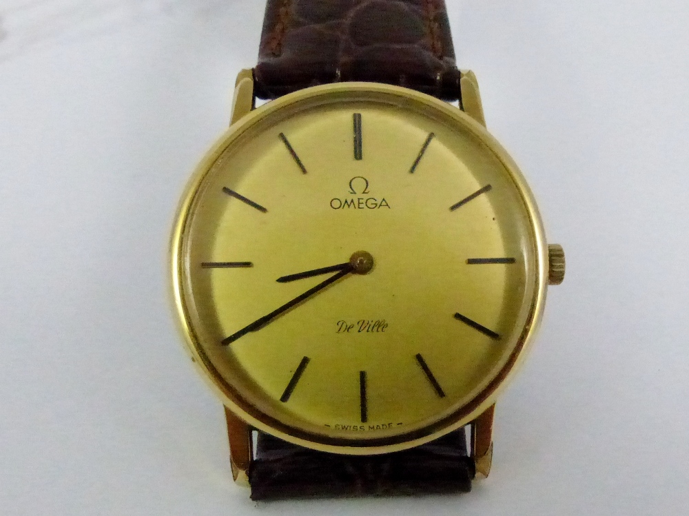 Gents Omega De Ville wristwatch on brown leather strap