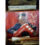 Box of 1950s vinyl 45rpm and 33rpm records