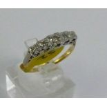 18ct gold and platinum vintage five stone diamond ring, approximately 0.15ct