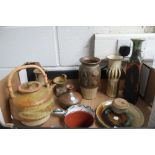 Sixteen Studio pottery items including 1970's Cooper Vase, Allingham, Hengoed and Wallstatt