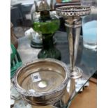 Silver plated wine coaster and fluted vase