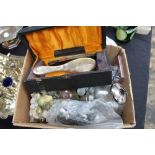 Small box of collectable items including china thimbles etc
