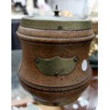 Wooden and silver plated storage jar