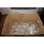 Box of cut glass glasses