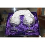 Boxed pair of Edinburgh crystal brandy goblets