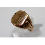 Gents antique rose gold signet ring, size Z + 1