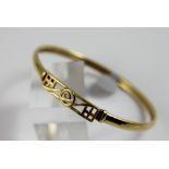 9ct gold Rennie Mackintosh style bangle,