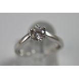 Silver CZ solitaire ring, size O