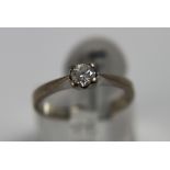 Ladies 18ct white gold diamond soltaire ring, size K