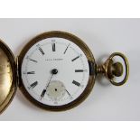 Full hunter crown wind pocket watch, inner case stamped 14K Napoleon, Seth Thomas stamped to dial,