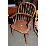 Oak curved stickback chair