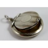 Silver miniature compact, Birmingham 1921 with engine turned decoration