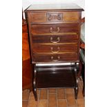 Mahogany lifting top set of four drawers with undertier, 94 x 48cm
