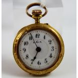 Victorian 18ct gold fob watch, Swiss precision, made in La Schaux De Fonds region, repousse spider