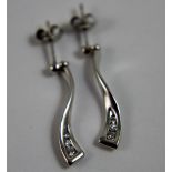 9ct white gold stone set CZ drop earrings