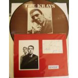 Reg Kray limited edition interview picture disc and part of a Reg Kray hand written letter mounted