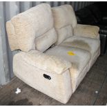 Two seater upholstered modern cream recliner sofa