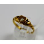 18ct yellow gold diamond set heart ring, size O