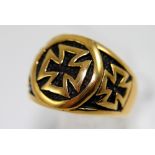 Yellow metal German Masonic ring, size Z