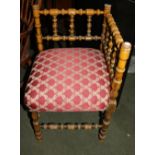 Victorian re~upholstered bobbin turned corner chair
