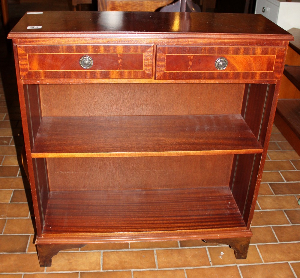Mahogany bookcase with two drawers to top, 86 x 78cm