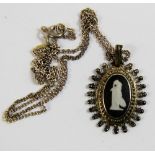 Boxed Wedgwood Jasperware pendant with hallmarked silver mount and chain