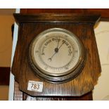 Art Deco wall hung barometer with elm frame
