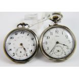 Two French crown wind 800 silver pocket watches