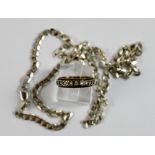 Silver curb link necklace 19.5g and 9ct gold stone set ring, size L
