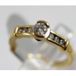 18ct gold 0.33ct diamond ring, size I