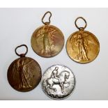 Four WWI medals including one silver medal