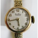 9ct yellow gold ladies Bentima wristwatch on 9ct gold strap
