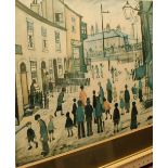 Large Lowry print mounted and framed, 61 x 45cm