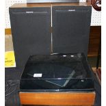 Garrard model SP25 MkIII vinyl record player with instructions and pair of Sony speakers