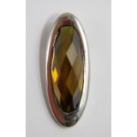 Sterling silver faceted yellow stone pendant