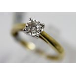 9ct gold 0.25ct diamond solitaire ring, size L/M