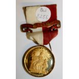 Hallmarked 15ct gold rimmed RMB medal to Bros T Jones, Steward RMB.1.1948 and RMIG 1952, 40g