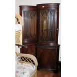 Two glazed corner display cabinets