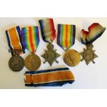 Five WWI medals including one silver war medal