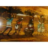 Batik print on fabric of an ethnic scene 83x62cm