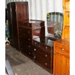 Mahogany bedroom suite comprising dresser, chest of drawers and wardrobe