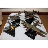 Four models of WWII fighter planes