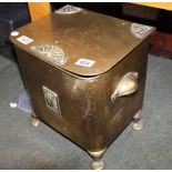 Brass Edwardian coal box with liner