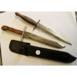 Fairbourne Sykes style fighting knife and further sheathed example