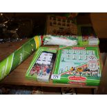 Selection of boxed Subbuteo playing figures, World Cup, England and Brazil and cloth pitch