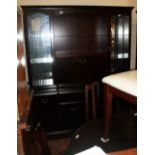 Morris of Glasgow glazed wall unit with drinks cabinet over three cupboards and one drawer, 157 x