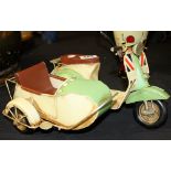 Tin plate scooter and sidecar