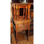 Oak pot cupboard with undertier and nest of three tables